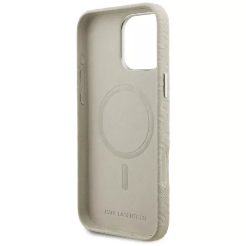 iPhone 16 Pro Max Karl Lagerfeld FW Stamped Karl MagSafe bézs tok-3666339458836 7 kép