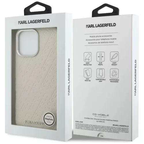 iPhone 16 Pro Max Karl Lagerfeld FW Stamped Karl MagSafe bézs tok-3666339458836 8 kép