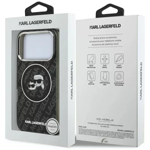 iPhone 17 Pro Karl Lagerfeld IML Glitter Karl & Choupette Heads Logo M-3666339498757 8 kép
