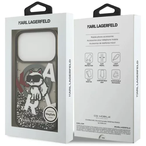 iPhone 17 Pro Karl Lagerfeld Liquid Glitter Choupette Logo MagSafe fek-3666339504854 8 kép