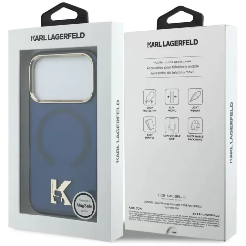 iPhone 17 Pro Max Karl Lagerfeld IML K Head Logo MagSafe tok kék-3666339599027 8 kép