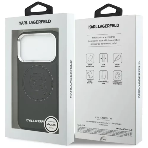 iPhone 17 Pro Max Karl Lagerfeld K Head Point Logo MagSafe tok fekete-3666339602703 8 kép
