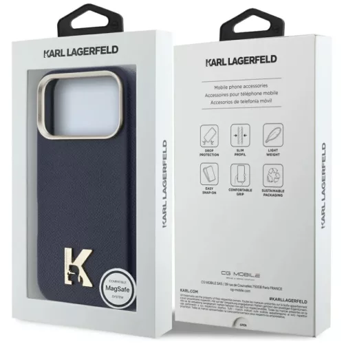 iPhone 17 Pro Max Karl Lagerfeld Karl Head Logo MagSafe tok kék-3666339597429 8 kép