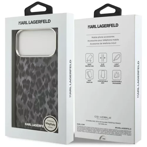iPhone 17 Pro Max Karl Lagerfeld IML Leopárd Minta MagSafe tok fekete-3666339506100 8 kép