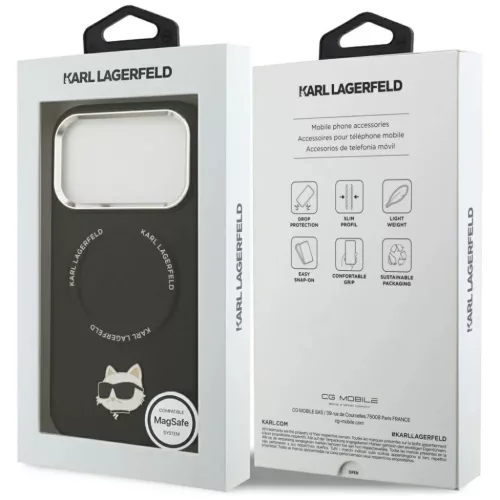 iPhone 17 Pro Max Karl Lagerfeld Choupette Pin MagSafe tok fekete tok-3666339496128 8 kép