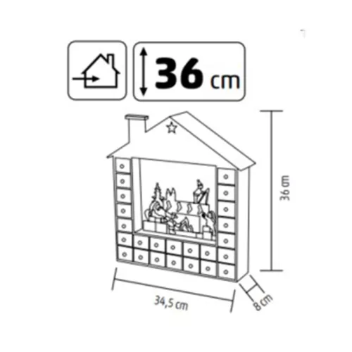 Home KLW24 LED-es adventi naptár, 10 db melegfehér LED, fa és műan-5999084973315 4 kép