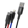 Dudao 3in1 USB-Lighning/ USB Type-C/ micro USB kábel 5A 38 Cm fekete -6970379617786 2 kép