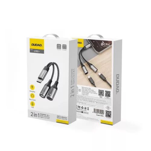 Dudao L13C+ 2 az 1-ben USB-C Adapter - Szürke-6976625332823 2 kép