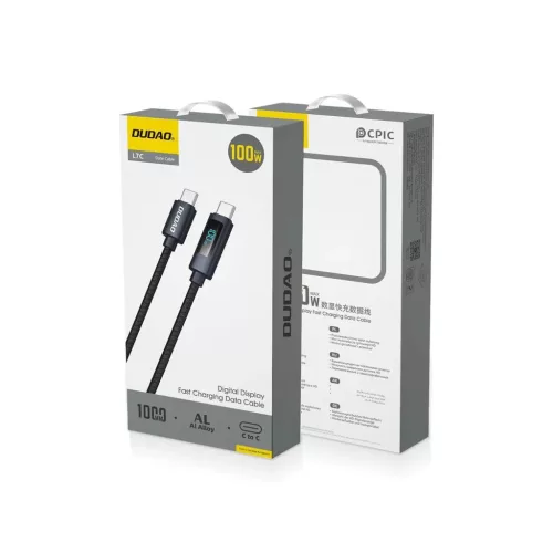 Dudao L7C USB-C - USB-C 100W kábel LED kijelzővel 1m - Fekete-6976625334414 3 kép