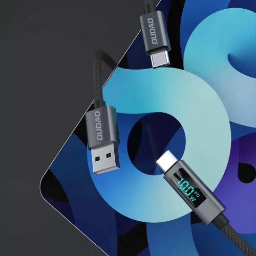 Dudao L7C USB-C - USB-C 100W kábel LED kijelzővel 1m - Fekete-6976625334414 4 kép