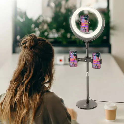 Hoco LV01 Rouge asztali LED körfény, ringlight fekete-6931474729842 4 kép