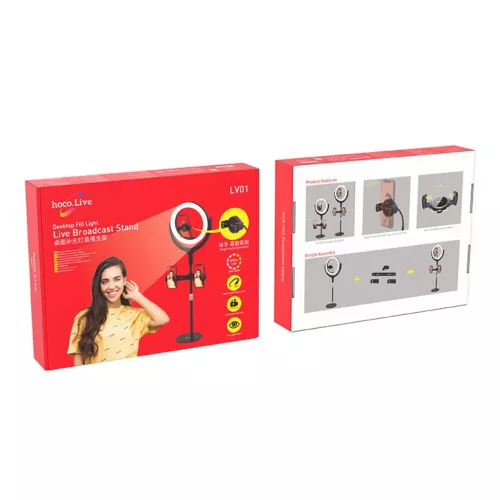 Hoco LV01 Rouge asztali LED körfény, ringlight fekete-6931474729842 6 kép