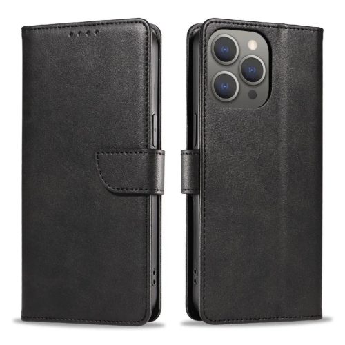 Bőr fliptok iPhone 16-hoz - fekete tok-5907769364075 1 kép