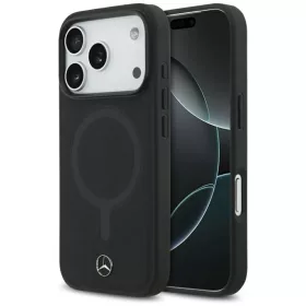   iPhone 17 Pro Mercedes Plain Smooth bőrtok MagSafe fekete tok