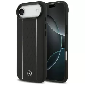   iPhone 17 Air Mercedes Bőr Csillag Minta Csíkok MagSafe tok fekete