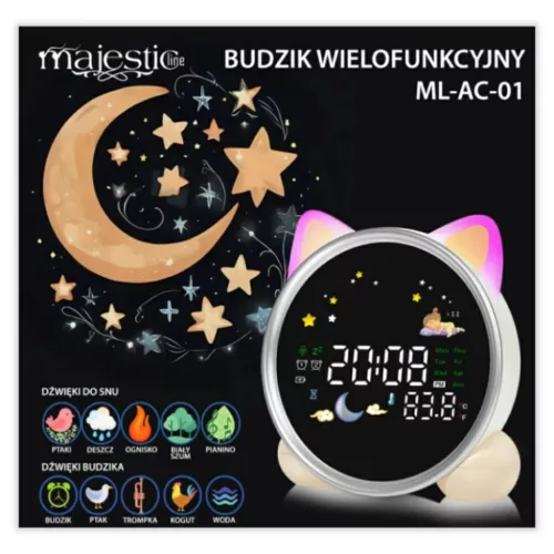 MajesticLine Multifunkciós ébresztőóra fehér-5906849667853 3 kép