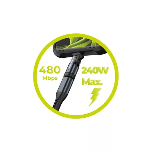 Mobile Origin CB5 forgatható USB-C adapterkábel, 240 W, fekete-8594215995630 10 kép