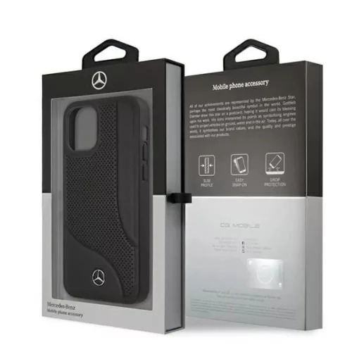 Mercedes MEHCP12SCDOBK iPhone 12 mini 5,4" fekete tok perfoárt bőr-3666339013172 8 kép