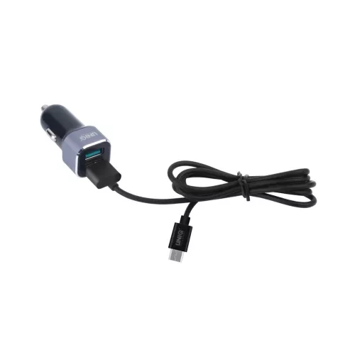 UNIQ Autós szivargyújtós töltő micro-USB kábellel fekete színbe-8719273149713 2 kép