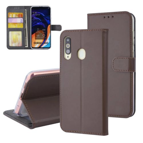 Fliptok kártyatartóval Samsung A60 barna