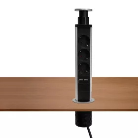 Home NVE 3/USB süllyesztett elosztó USB töltőaljzatokkal, 1,4 m, 3-5999084955731 2 kép