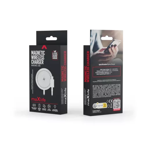 Maxlife MXWC-05 mágneses vezeték nélküli töltő 15W fehér-5907457779273 9 kép