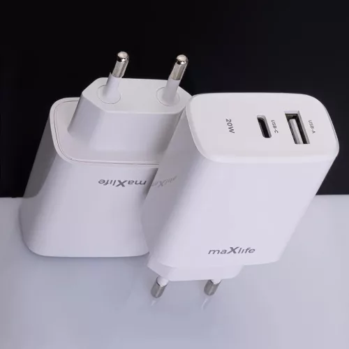 Maxlife MXTC-10-20AC PD QC töltő 1x USB-C 1x USB 20W fehér-5907457789838 8 kép