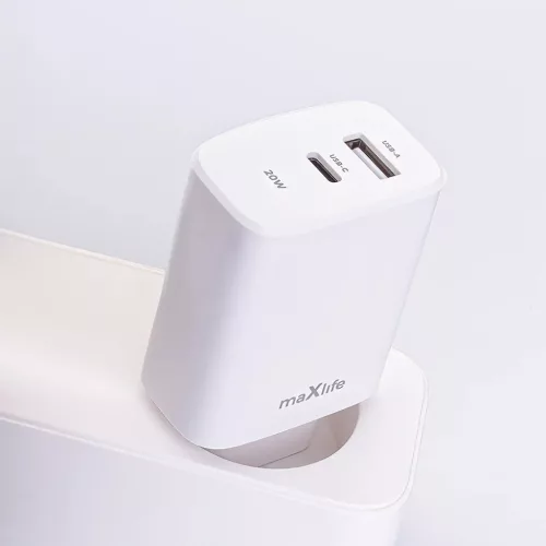 Maxlife MXTC-10-20AC PD QC töltő 1x USB-C 1x USB 20W fehér-5907457789838 9 kép