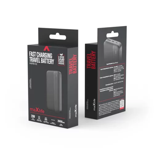 Maxlife powerbank MXPB-02 PD QC 20W 20000 mAh fekete-5900495052476 3 kép