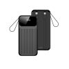 Maxlife  10000 mAh powerbank beépített kábelekkel MXPB-06 PD QC 22,5W fekete