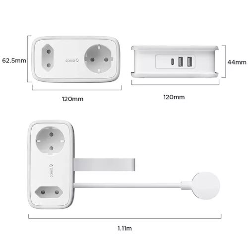 Orico AP3 65W GaN 6 az 1-ben hálózati elosztó 2x AC + 2x USB-A + 2x-6942227174604 3 kép