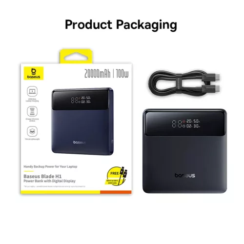 Baseus Blade H1 20000mAh 100W Powerbank kijelzővel - Fekete-6932172682446 6 kép