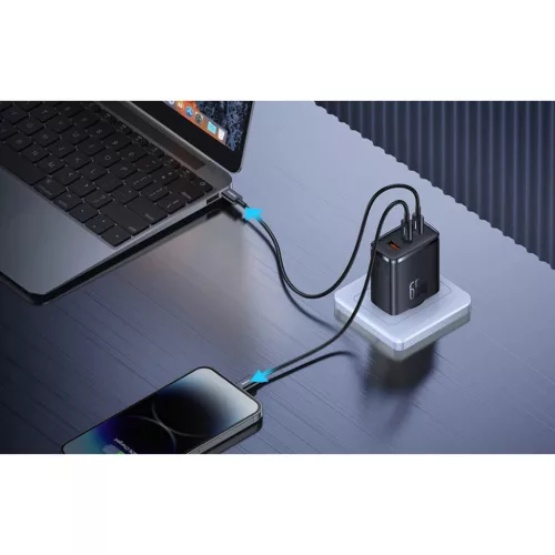 Baseus OS-Cube Pro hálózati töltő adapter 2xUSB-C + USB, 65W feket-6932172641474 8 kép