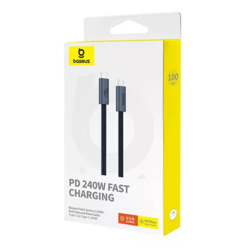 Baseus Flash gyorstöltő kábel USB-C, 240W, 1m (fekete)-6932172648817 8 kép