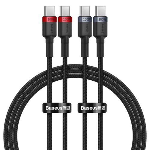 Baseus Cafule USB-C - USB-C 100W, 1m, 2db kábel (Piros Fekete, Szürk-6932172657451 1 kép