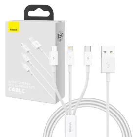   Baseus Superior Data Gyorstöltő USB - M+L+C, 3,5A, 1m (fehér)