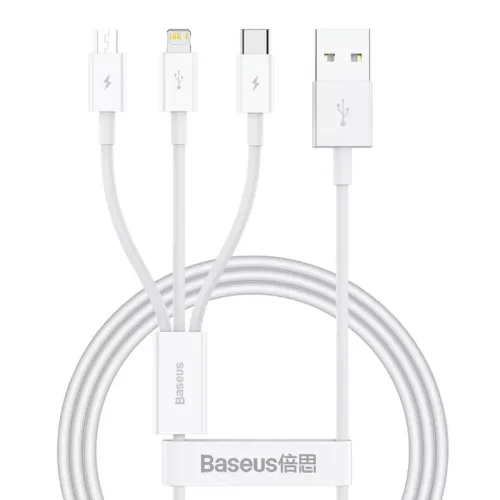 Baseus Superior Data Gyorstöltő USB - M+L+C, 3,5A, 1m (fehér)-6932172635022 2 kép