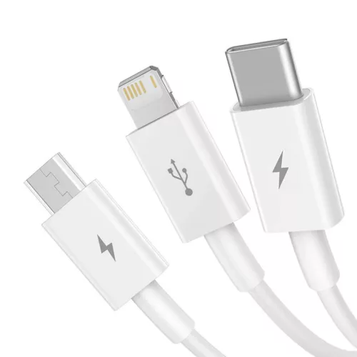 Baseus Superior Data Gyorstöltő USB - M+L+C, 3,5A, 1m (fehér)-6932172635022 3 kép