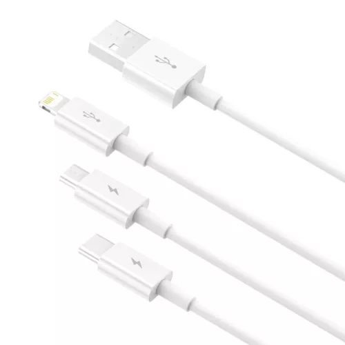 Baseus Superior Data Gyorstöltő USB - M+L+C, 3,5A, 1m (fehér)-6932172635022 5 kép