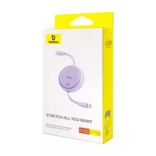 Baseus Free2Draw USB-C - USB-C kábel, PD, 100 W, 1 m (lila)-6932172647544 7 kép