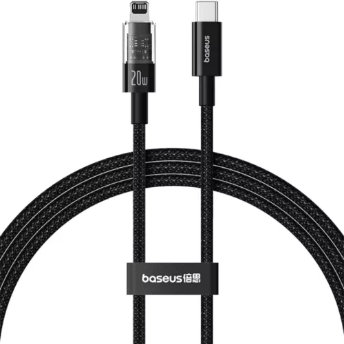 USB-C - Lightning kábel Baseus Gem, 20W, 2.4A, 2m, fekete P1037300111-6932172658922 2 kép