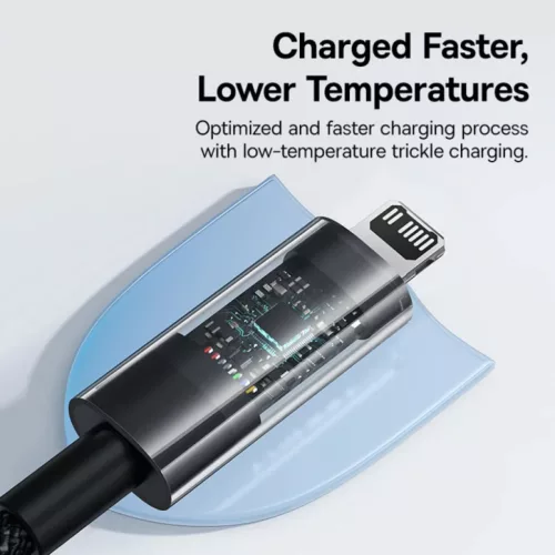 USB-C - Lightning kábel Baseus Gem, 20W, 2.4A, 2m, fekete P1037300111-6932172658922 5 kép