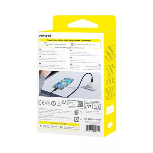 Baseus Lit gomb-vezérléses gyorstöltő adatkábel USB-A to USB-C 10-6932172684532 6 kép