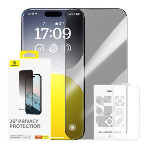 Baseus Diamond privacy edzett üvegfólia iPhone 15 Pro üvegfólia-6932172642631 1 kép
