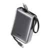 BWOO P73 power bank 22.5W 20000 mAh 2 beépített kábel 1 x USB-C 1 x Lightning fekete