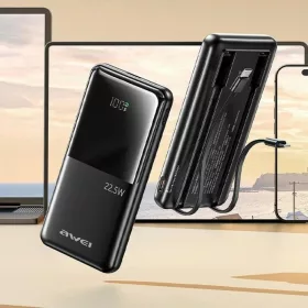 AWEI PowerBank P76K 10000mAh 22.5W fekete Digitális Kijelző-6954284009126 2 kép