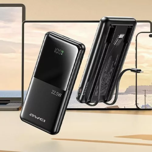 AWEI PowerBank P76K 10000mAh 22.5W fekete Digitális Kijelző-6954284009126 2 kép