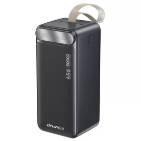   Awei PA-81 50000 mAh 65 W PD powerbank, 2× USB-A és USB-C, fekete