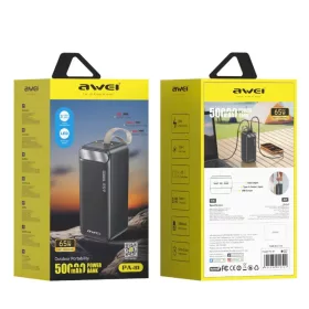 Awei PA-81 50000 mAh 65 W PD powerbank, 2× USB-A és USB-C, fekete-6954284029551 2 kép