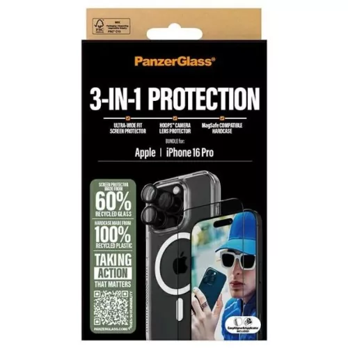PanzerGlass Csomag 3 az 1-ben iPhone 16 Pro 6.3" D3O Keménytok + Kije-5715685003394 6 kép